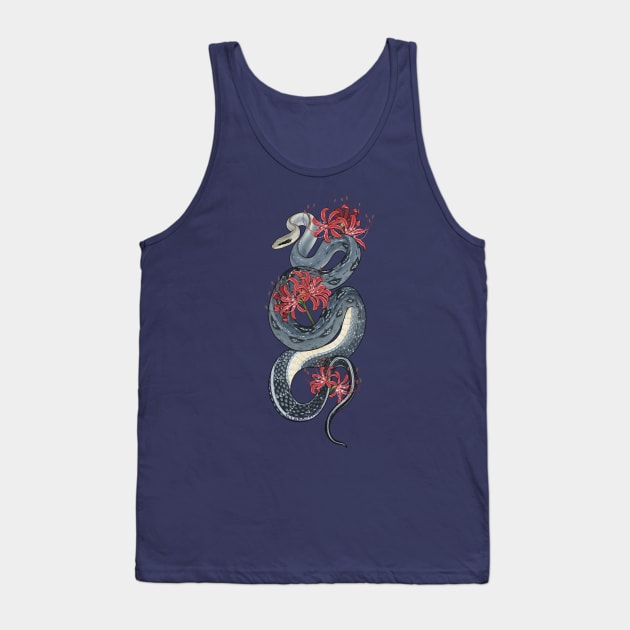 Vietnamese Blue Beauty Snake with Red Spider Lilies Tank Top by starrypaige